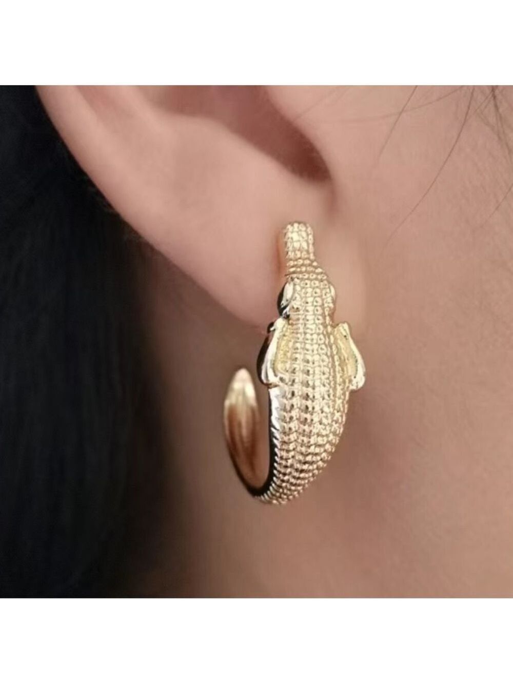 Gator 14K gp dangle hoop earrings - Picture 2 of 7